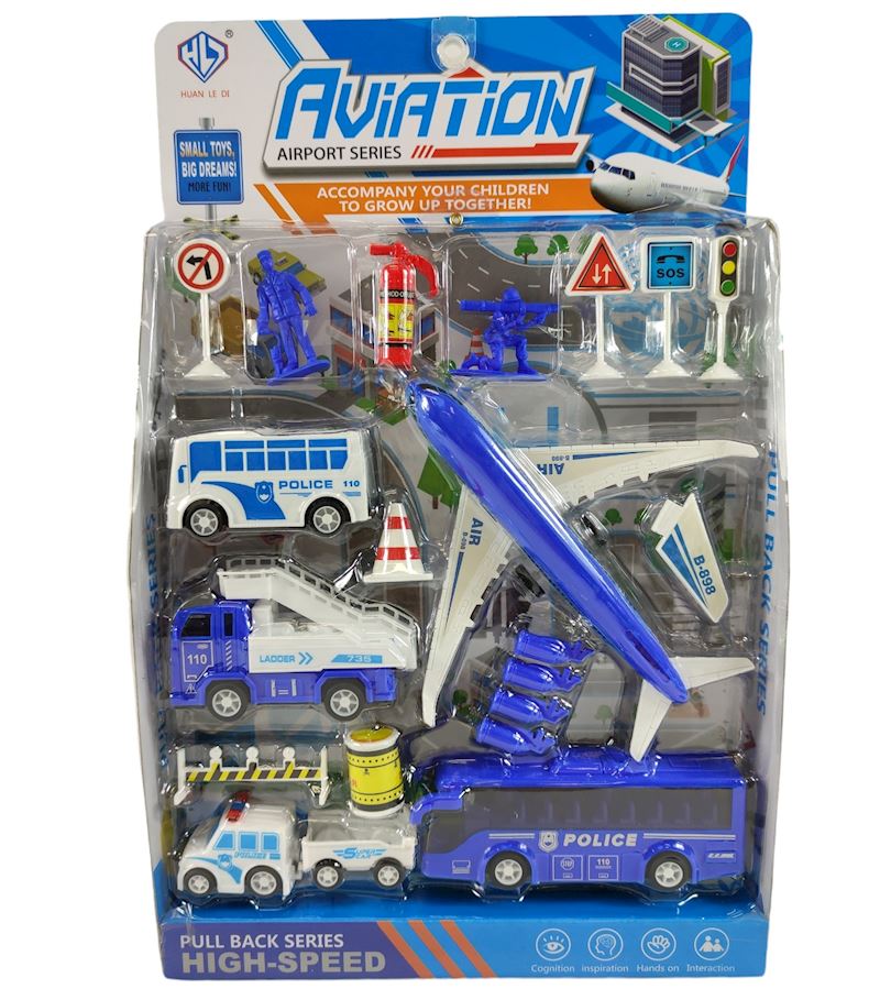 Spielset Flughafen mit Flieger Fahrzeuge etc.  24x35 cm Set