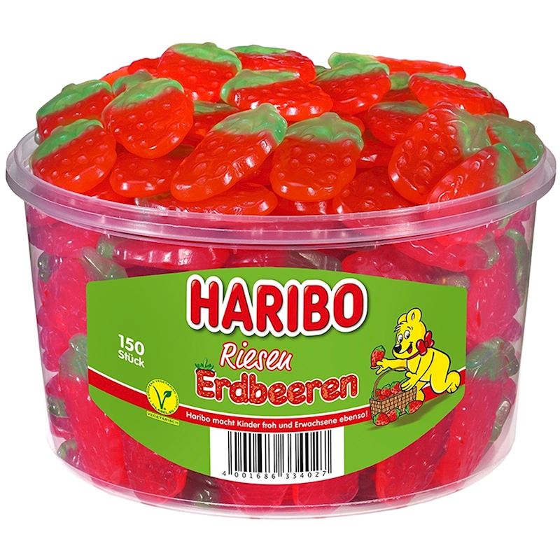 HARIBO Riesenerdbeeren 9 g 150 Stück in der Dose