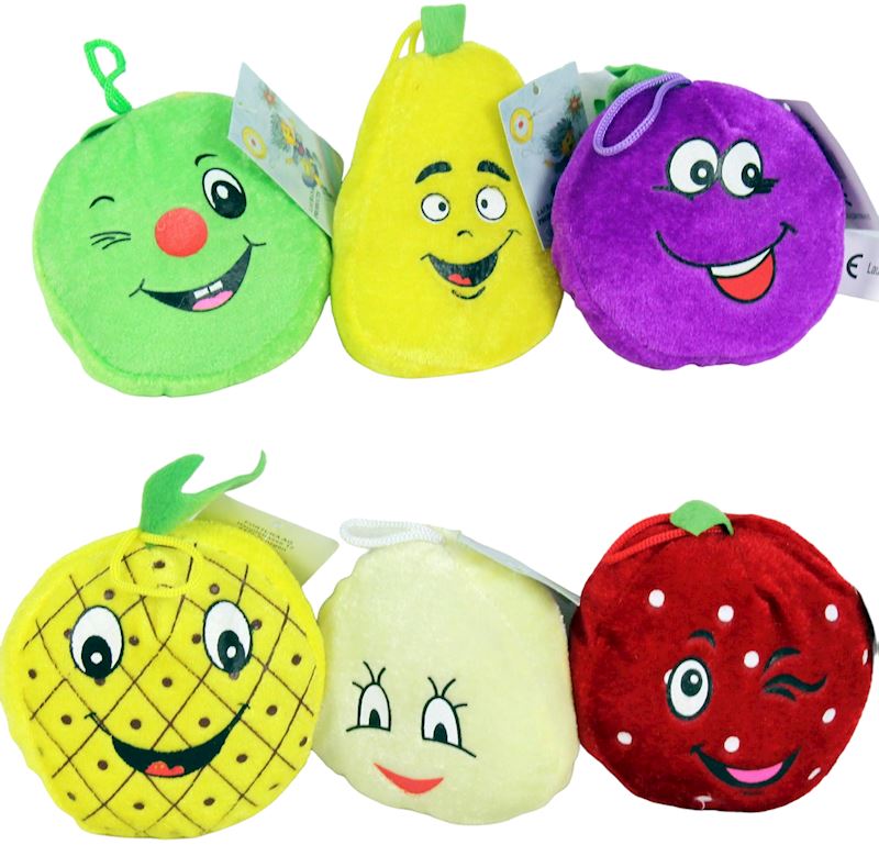 Peluche légumes et fruits 5asst. 9 cm