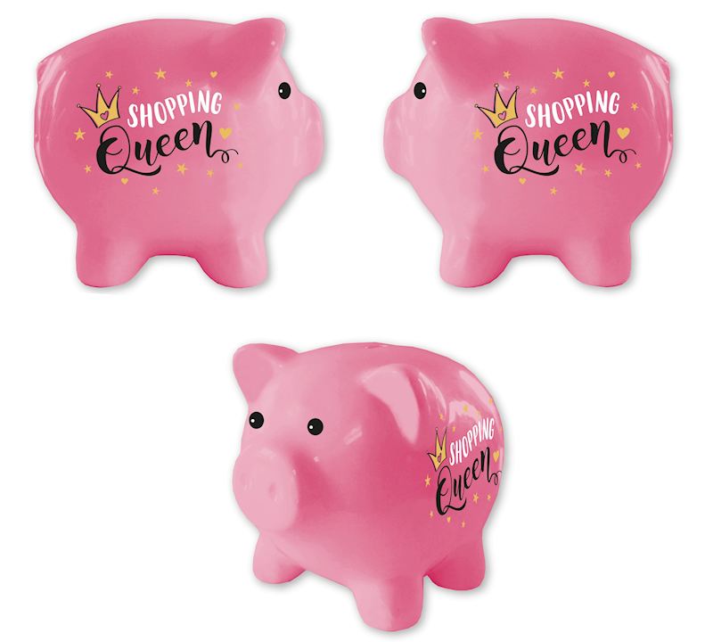 Sparschwein Shopping Queen 12 cm. rosa