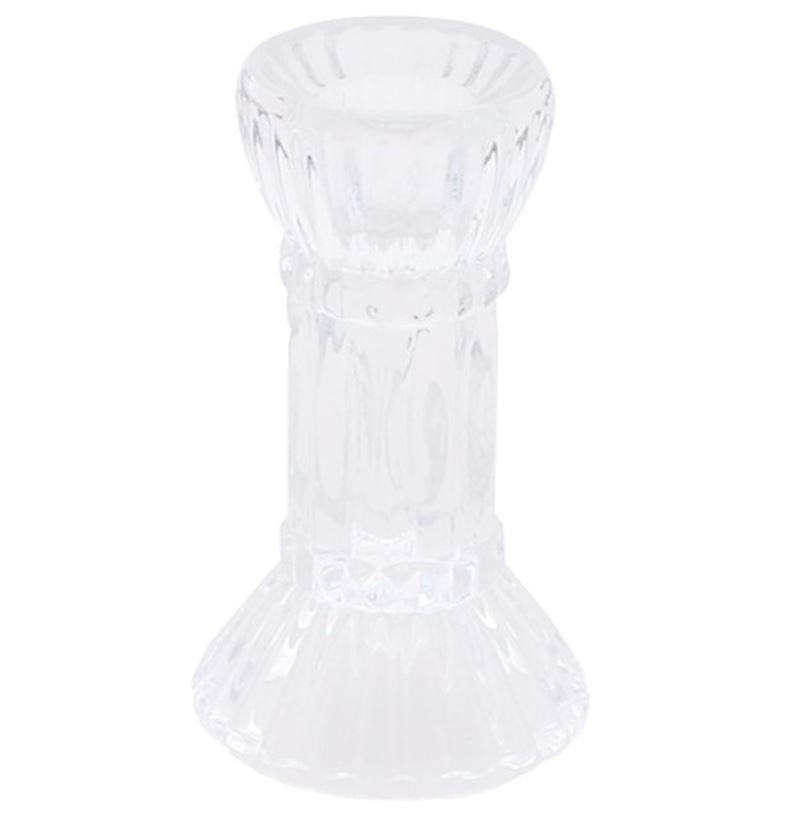 Bougeoir transparent en verre 12 cm