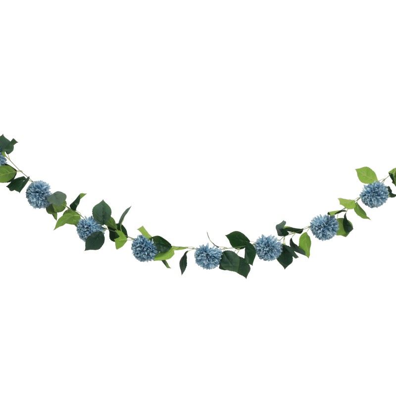 Girlande mit 9 Dahlien blau 220 cm