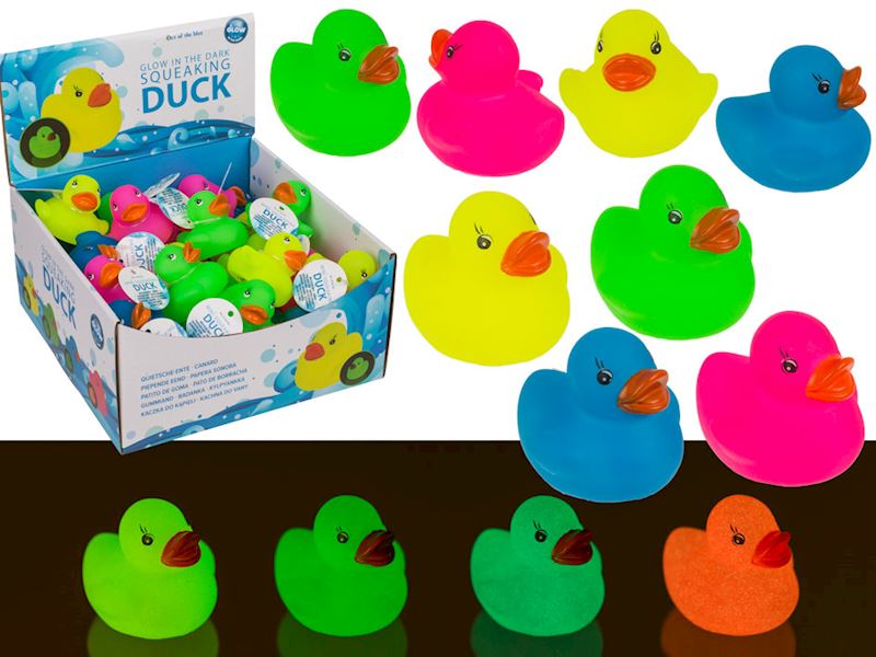 Badeente Glow in the Dark 4 Farben sort. 5.5 cm