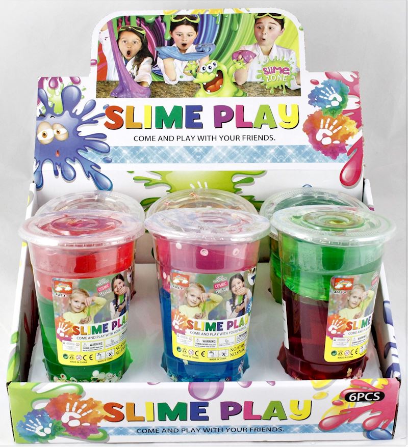 Slime 2-farbig mit Konfetti 480g 6xsort.