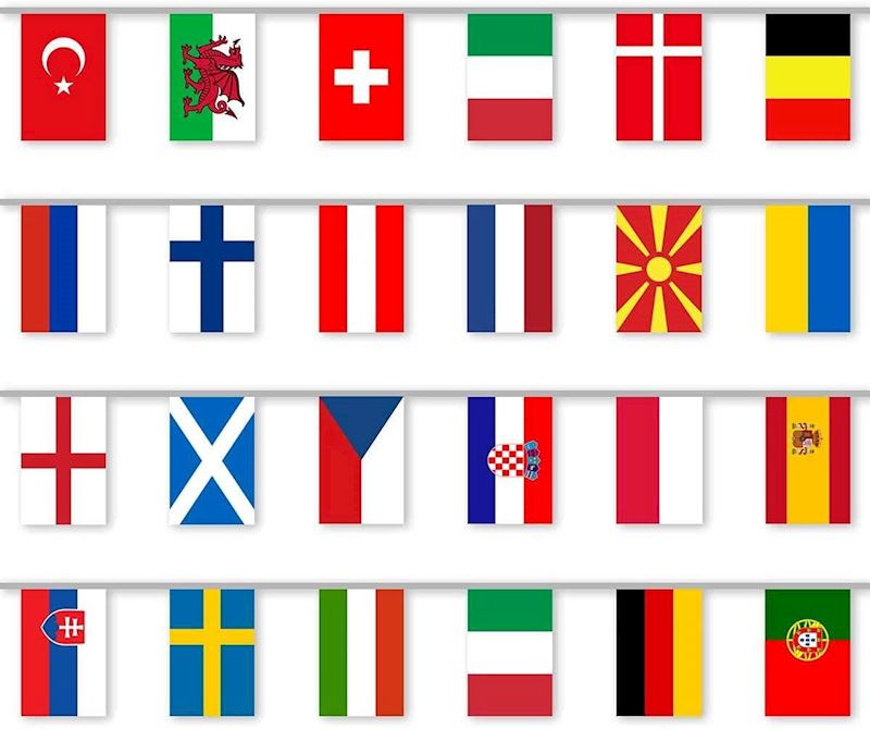 Wimpelkette 24 Länderflaggen 6 Meter, EM 2020