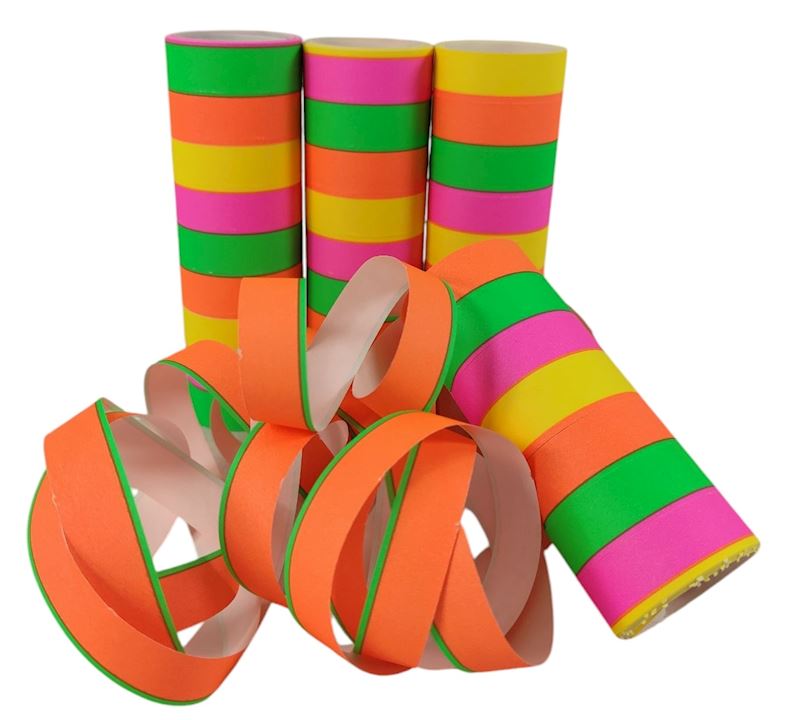 Luftschlangen bunt Pack à 3 Neonfarbig