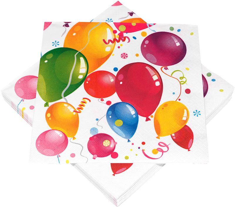 20 Serviettes avec motif anniversaire, 33x33 cm