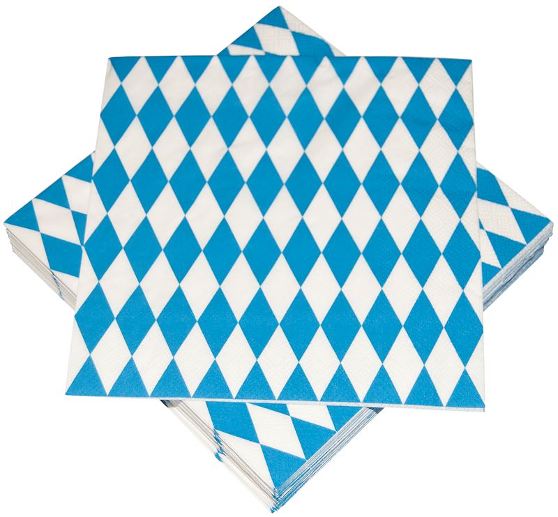 Servietten 20 Stk Deko Bayern Rauten, 33x33 cm, 3-lagig