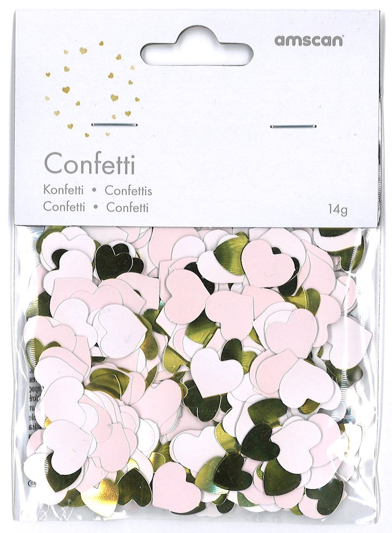 Konfetti 1st Birthday Herzchen aus Papier und Folie, rosa 14 g
