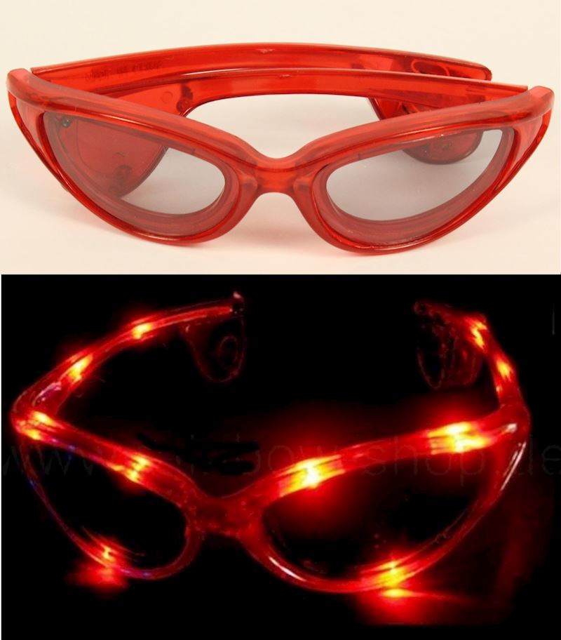 Brille mit Licht rot inkl. Knopfbatterien