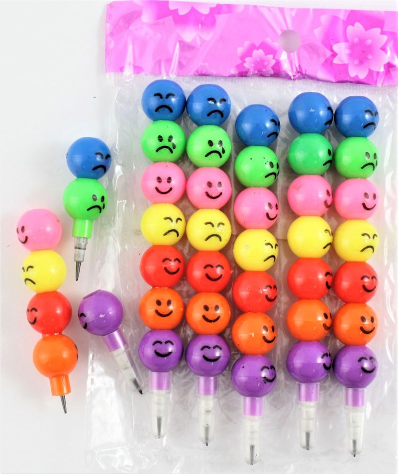 Stylo à bille Smiley 6 pièces 7 têtes/couleurs/leads