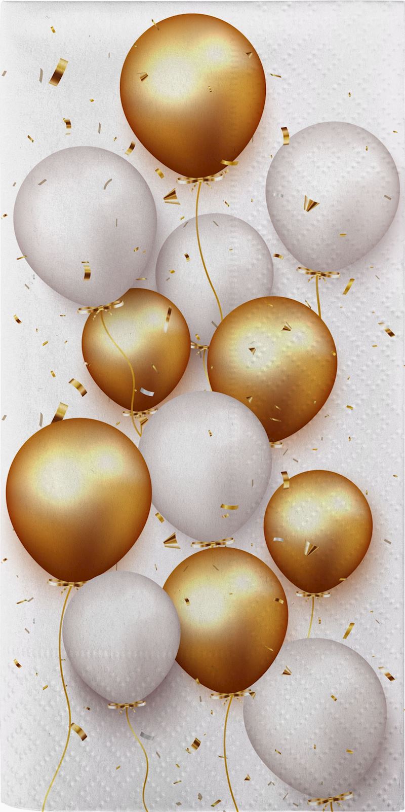 Buffetservietten Ballons gold/weiss 16 Stk. 33x33 cm