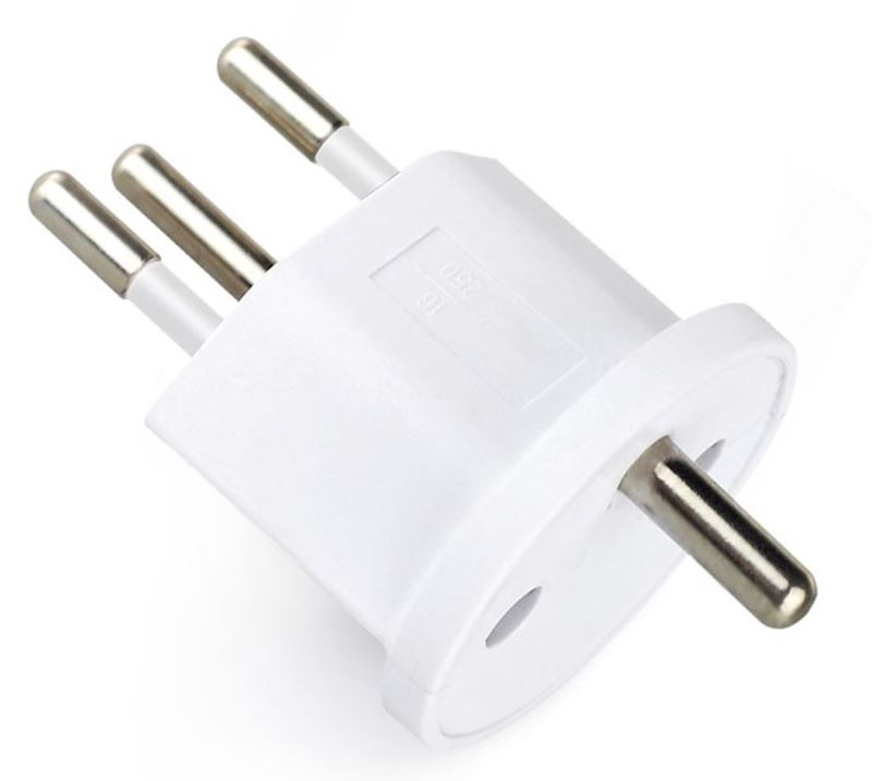 Schuko Stecker Fixadapter 3-polig, Typ 12, D-CH weiss