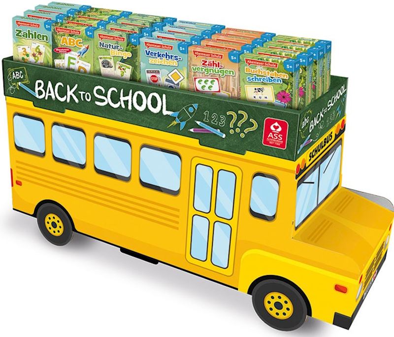 Spielkarten ASS Back to School im Schulbus-Display 6 sort.