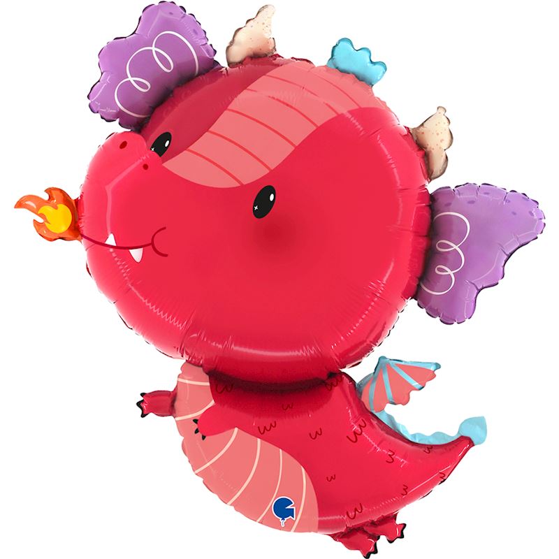 Folienballon lustiger Drache 74 cm einzeln verpackt