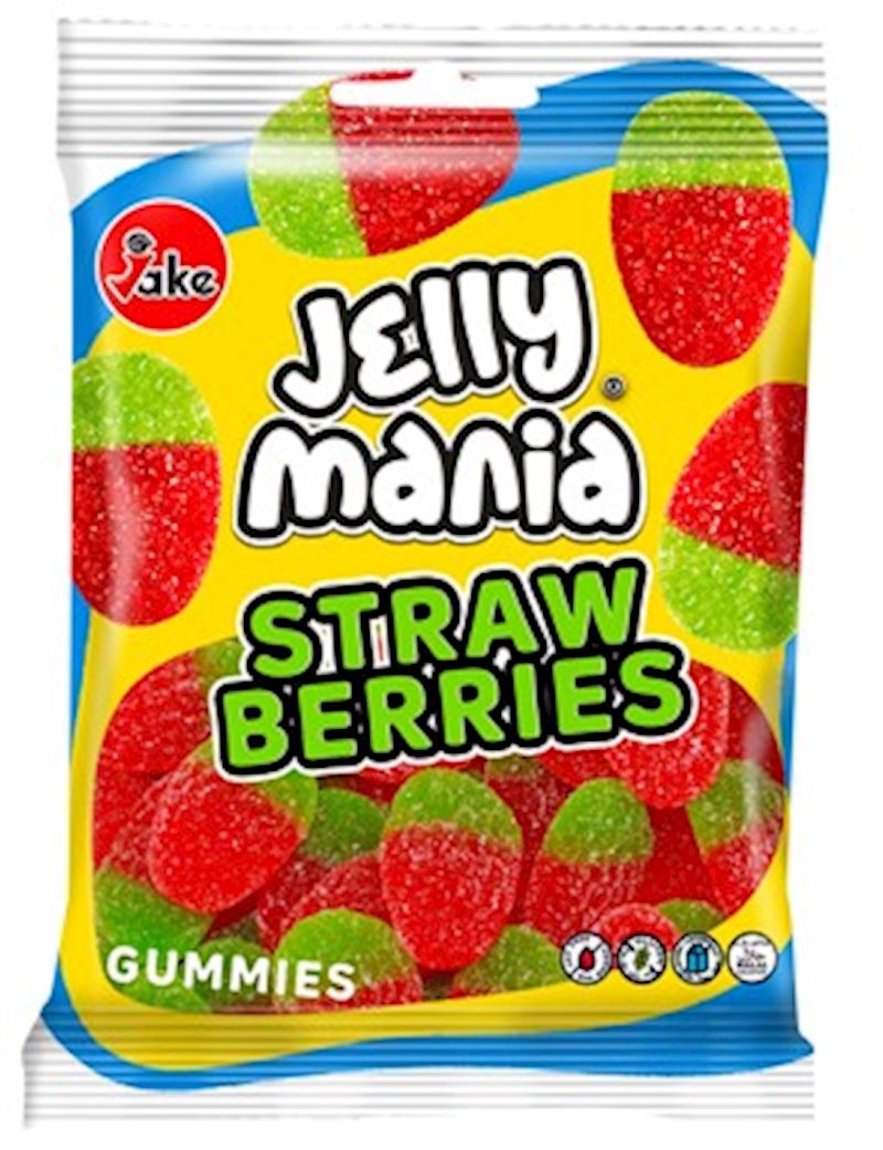 Jake Jellymania Strawberries halal, sauer, 100 g im Beutel