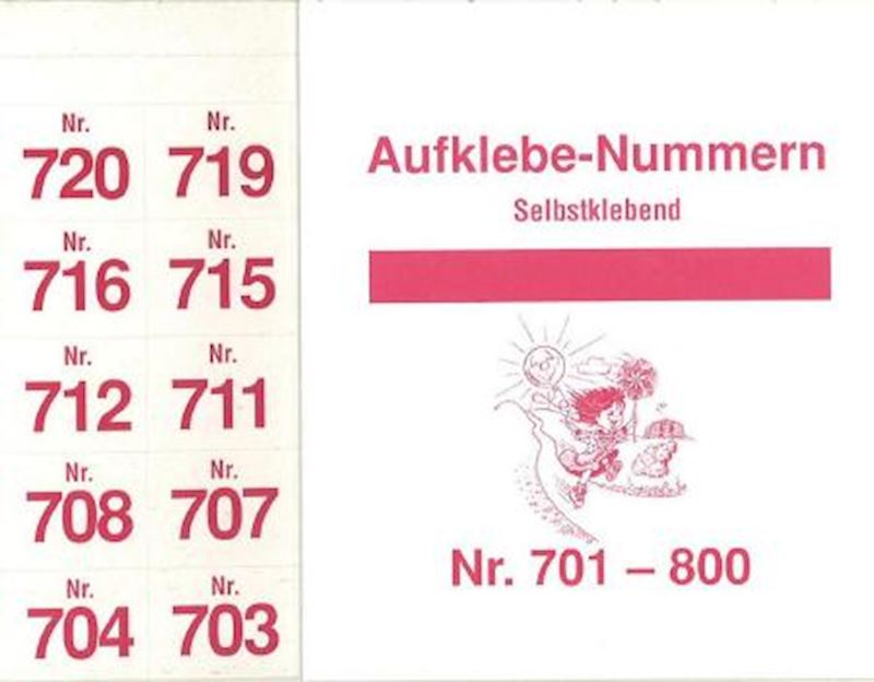 Aufklebenummern Gewinne 701-800