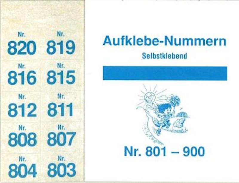 Aufklebenummern Gewinne 801-900