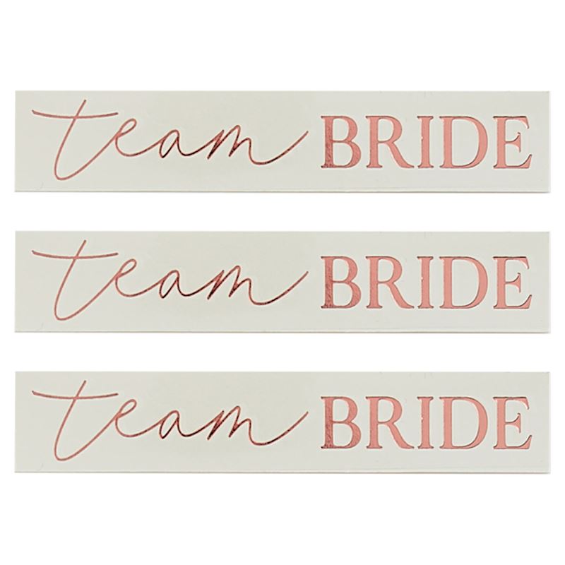 Team Bride abwaschbare Tattoos 16 Stk Roségold 7 cm