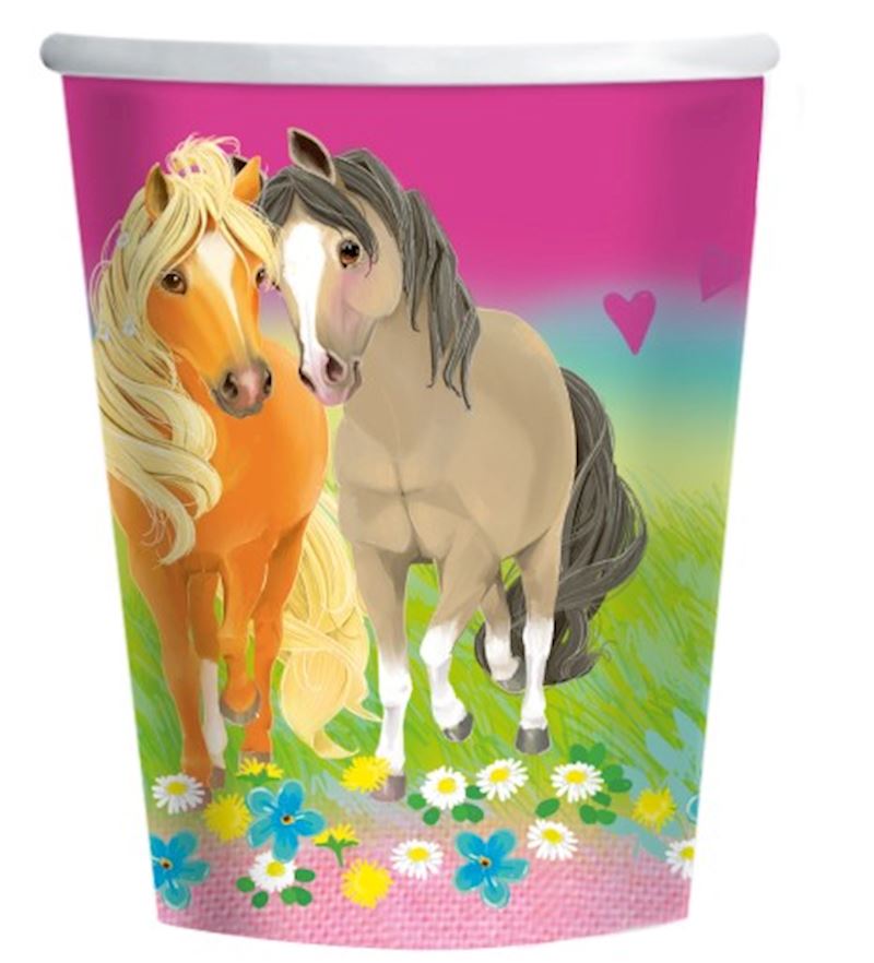 Einweg Pappbecher Pretty Pony 8 Stück, 250ml