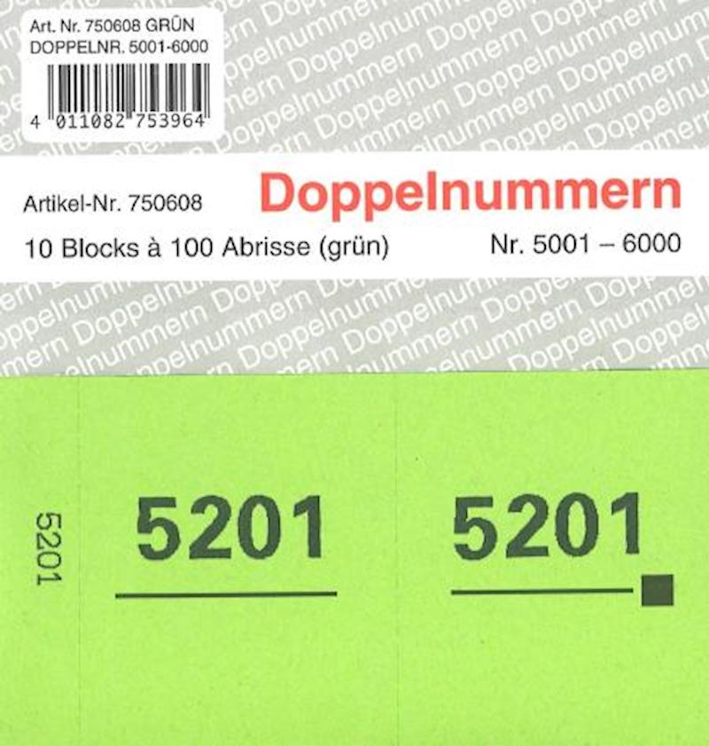 Doppelnummern Serie 5001-6000 grün 120x60mm