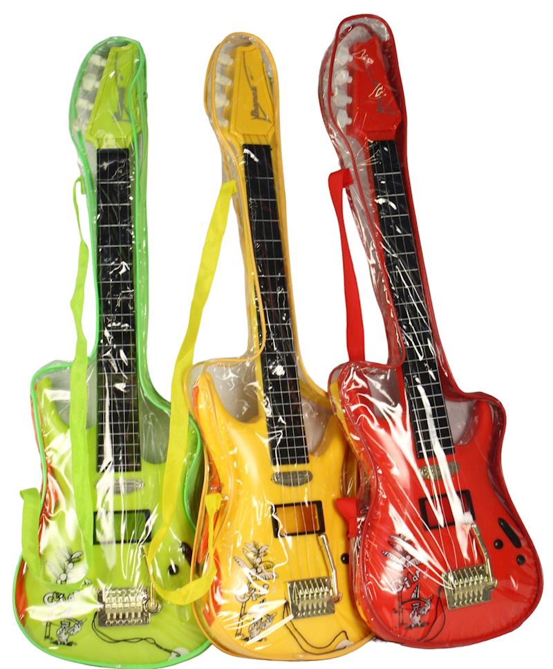 Guitare 65 cm 3 couleurs rouge, vert, jaune