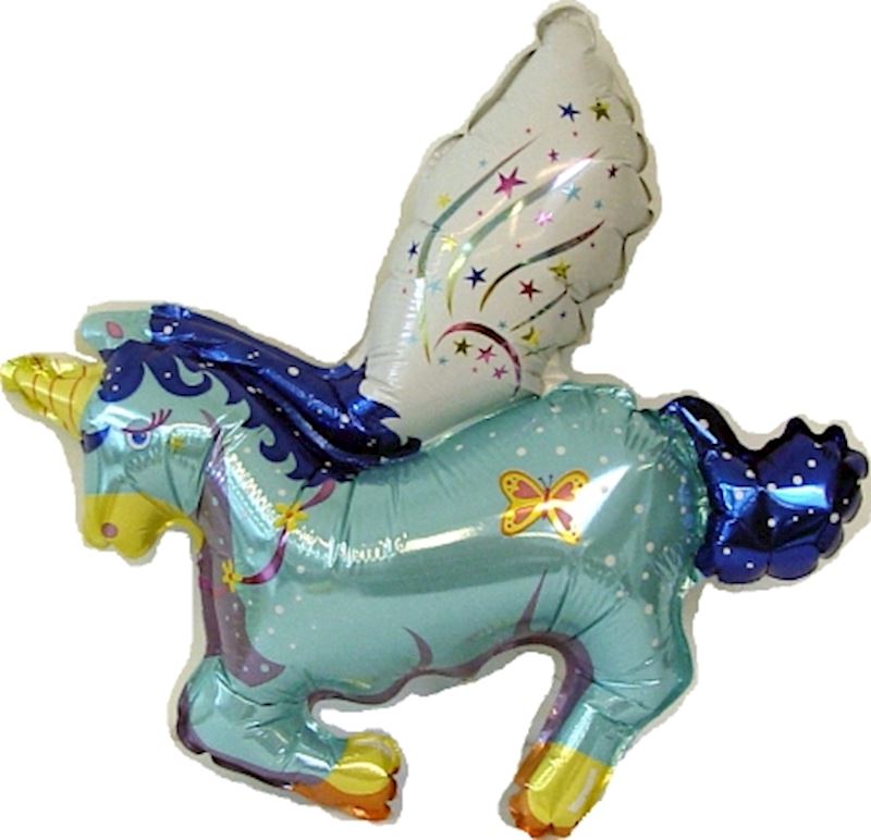 Folienballon offen Einhorn blau Mini