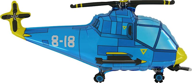 Folienballon offen Helikopter blau 75 cm
