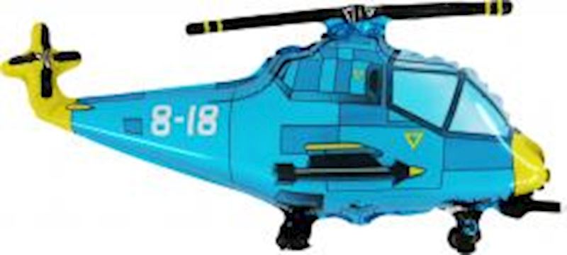 Folienballon offen Mini Helikopter blau
