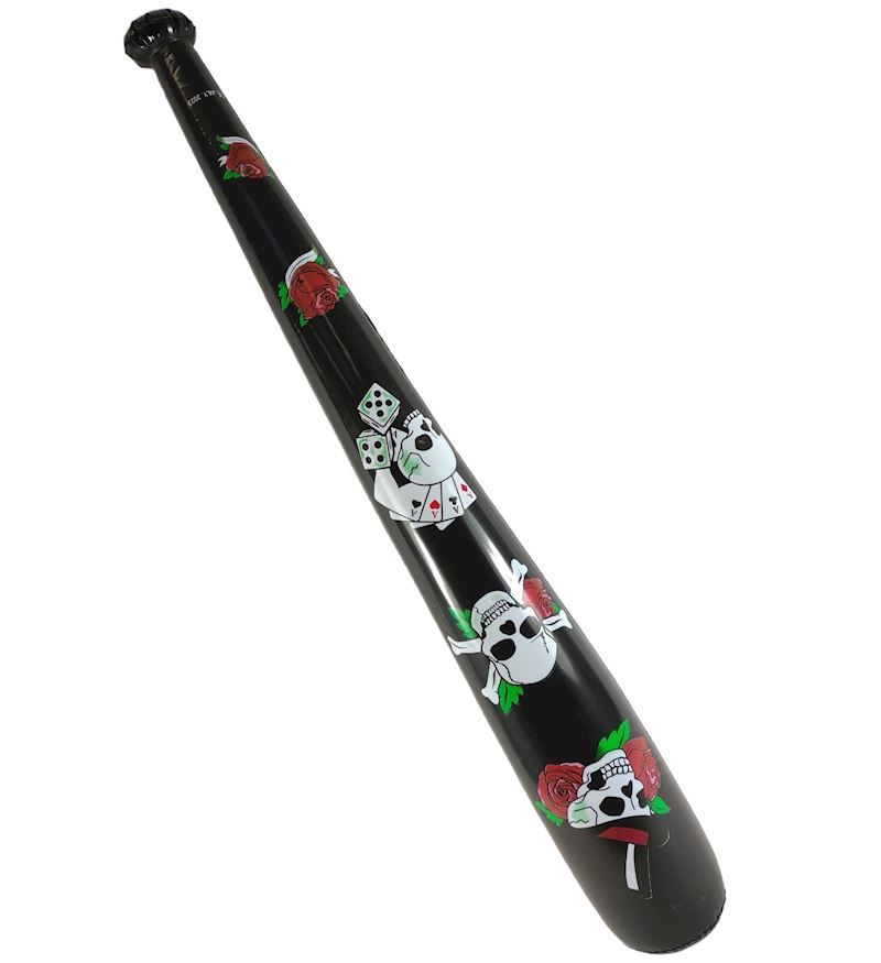 Aufblasbarer B-Schläger 100 cm Rosen mit Totenkopf