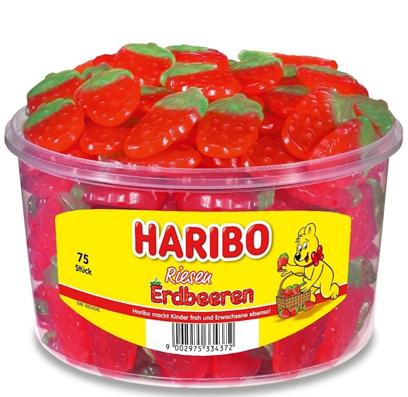 HARIBO Riesenerdbeeren 15 g 75 Stück in der Dose