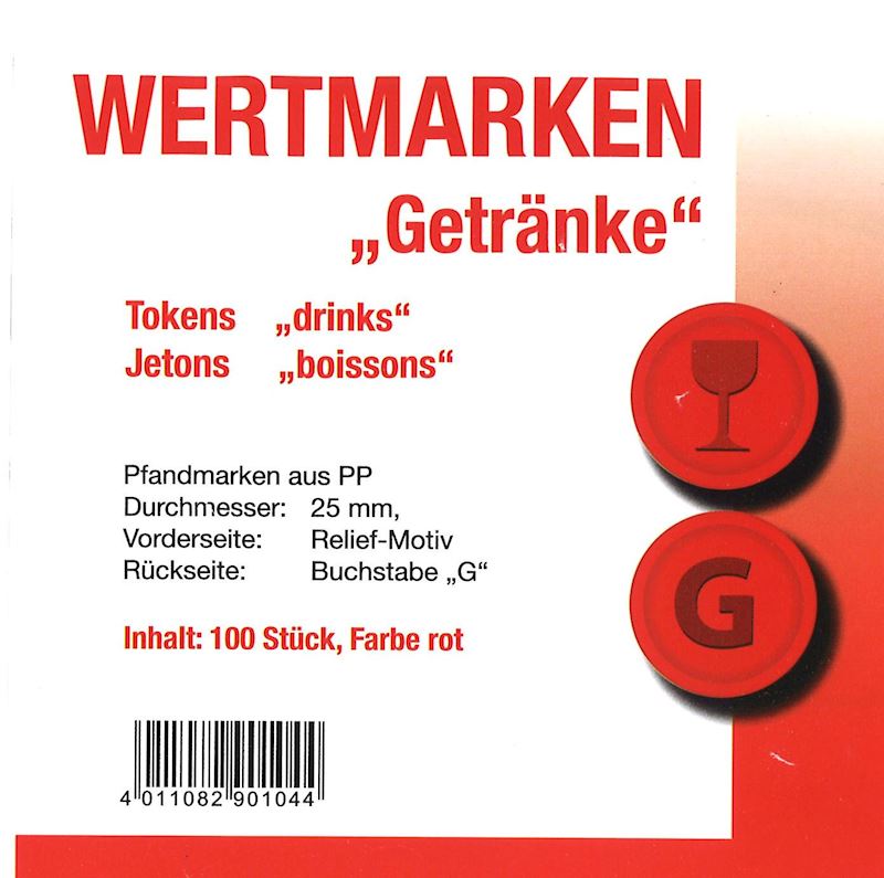Wertmarken Jetons Getränke Beutel à 100 Stk. rot