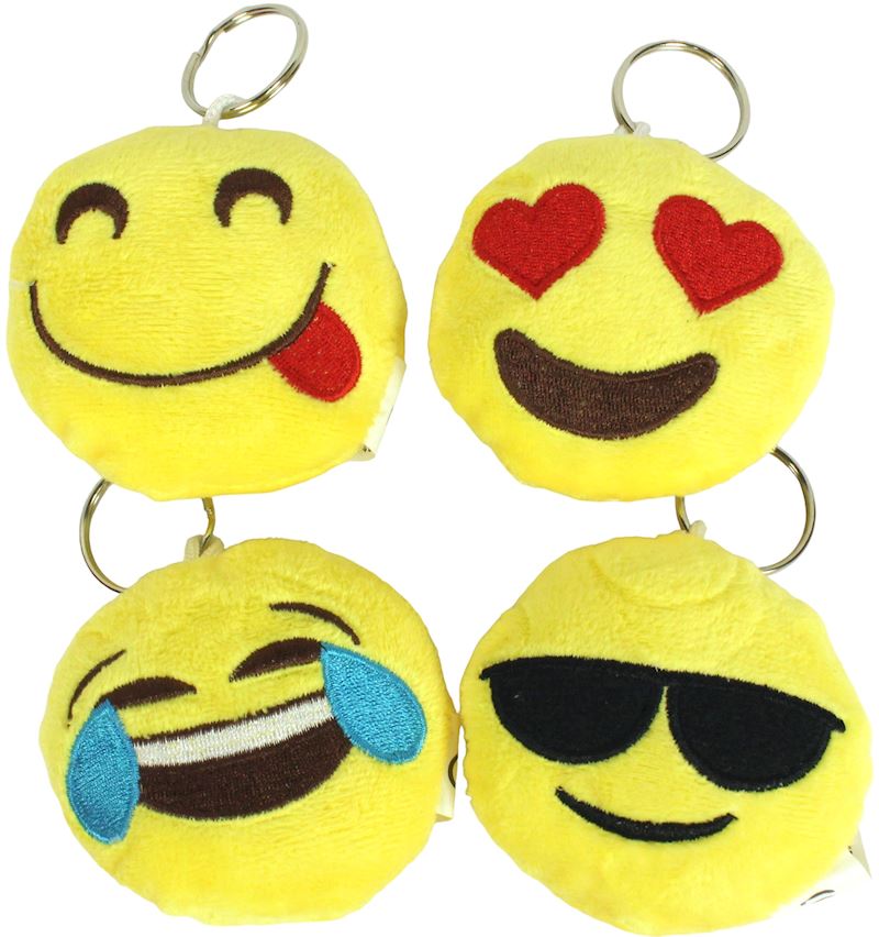 Plüsch Emoji an Schlüsselkette 8 cm 4xsort.