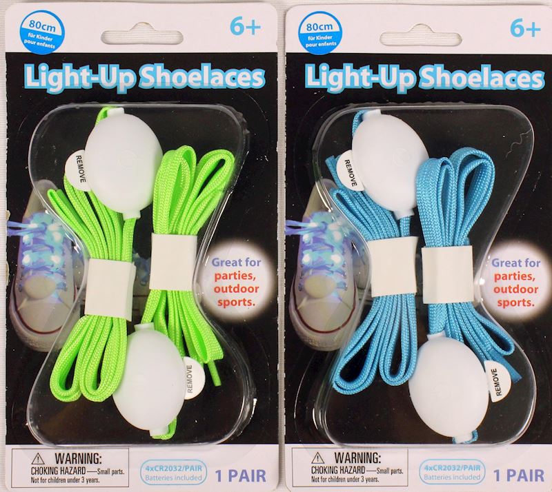 Schuhbändel 80 cm mit Licht für Kinder grün, blau