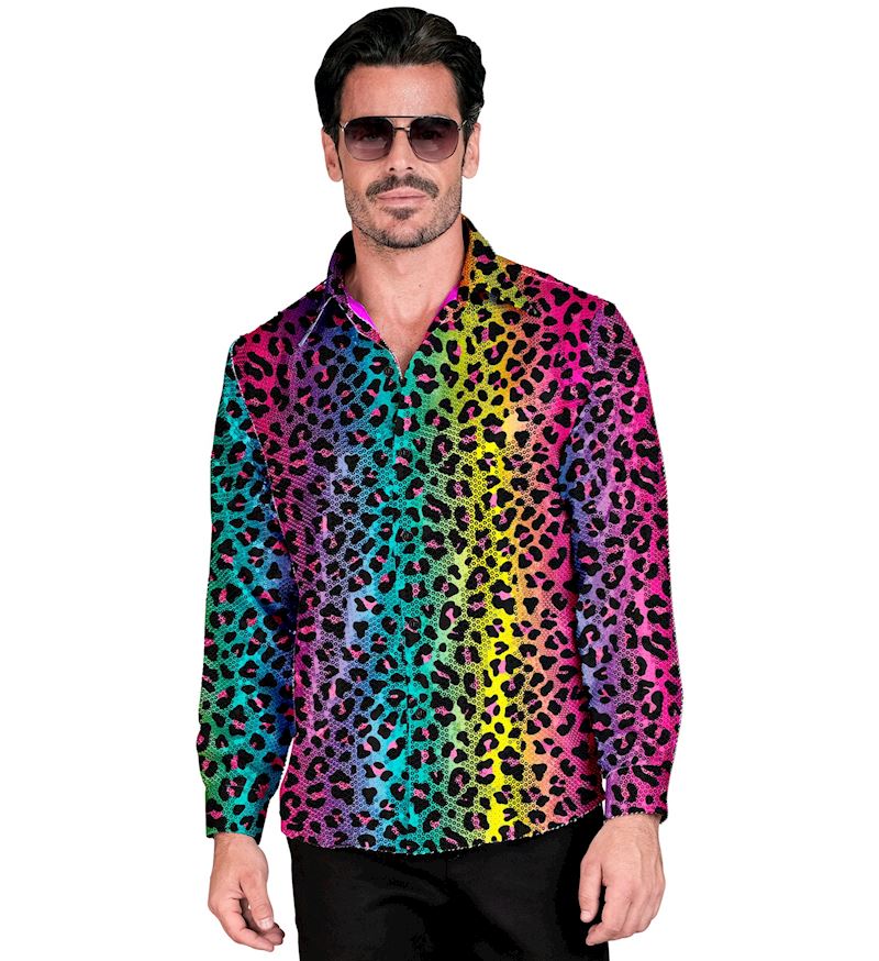 Kostüm Leopard Hemd regenbogenfarbig Grösse S/M