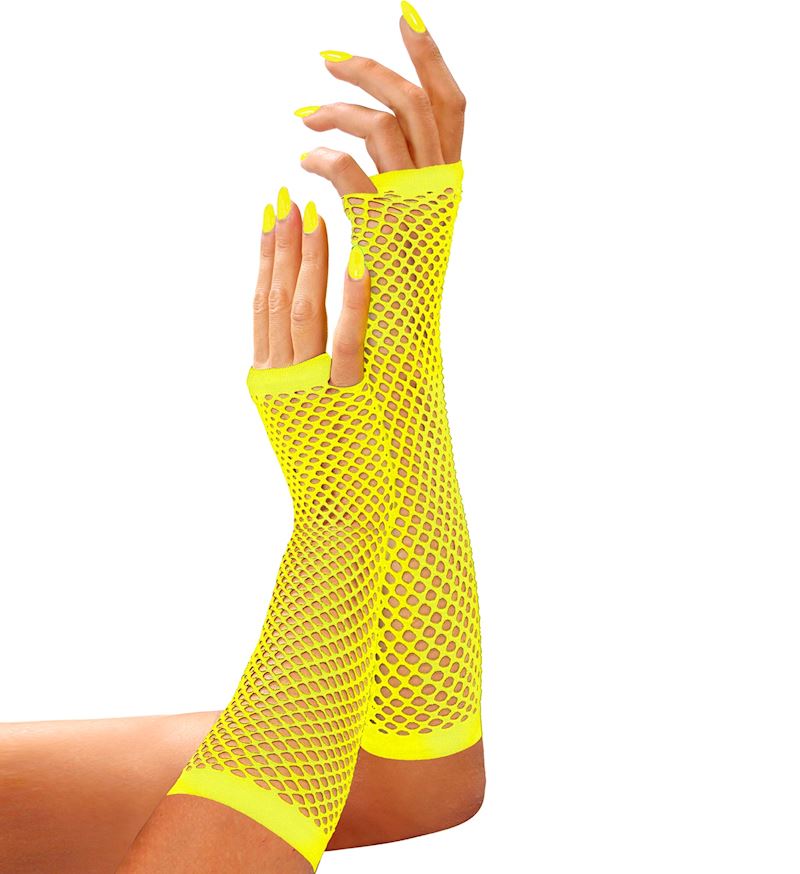 Netz-Handschuhe lang gelb ohne Finger