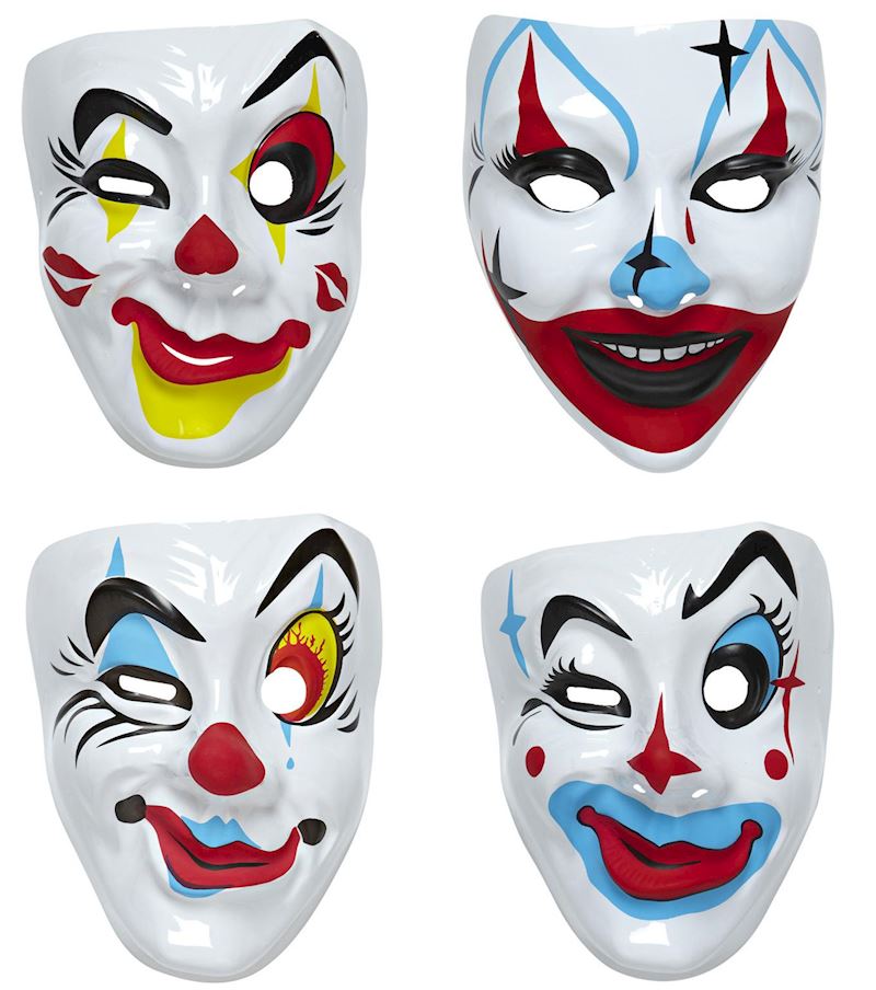 Maske Clown 4xsort. 