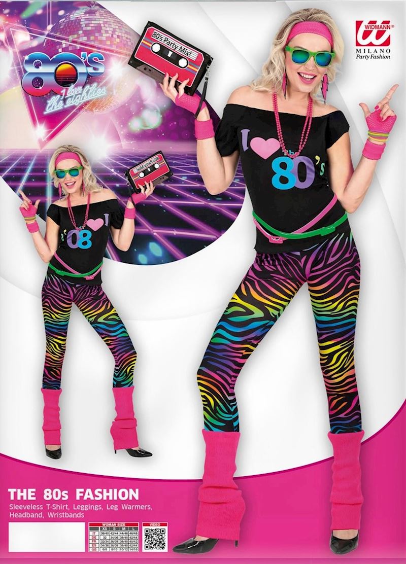 Kostüm 80er Jahre Grösse L Shirt,Leggins,Stulpen,Bänder