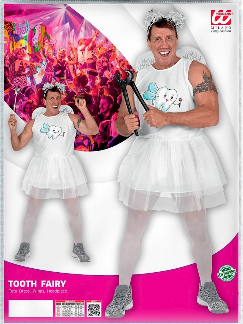 Kostüm Zahnfee Kleid mit Tutu, Flügel, Kopfschmuck, Gr. M/L