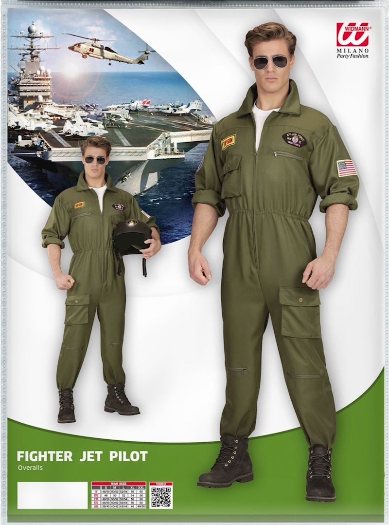 Kostüm Kampfjetpilot Overall Grösse L olivgrün