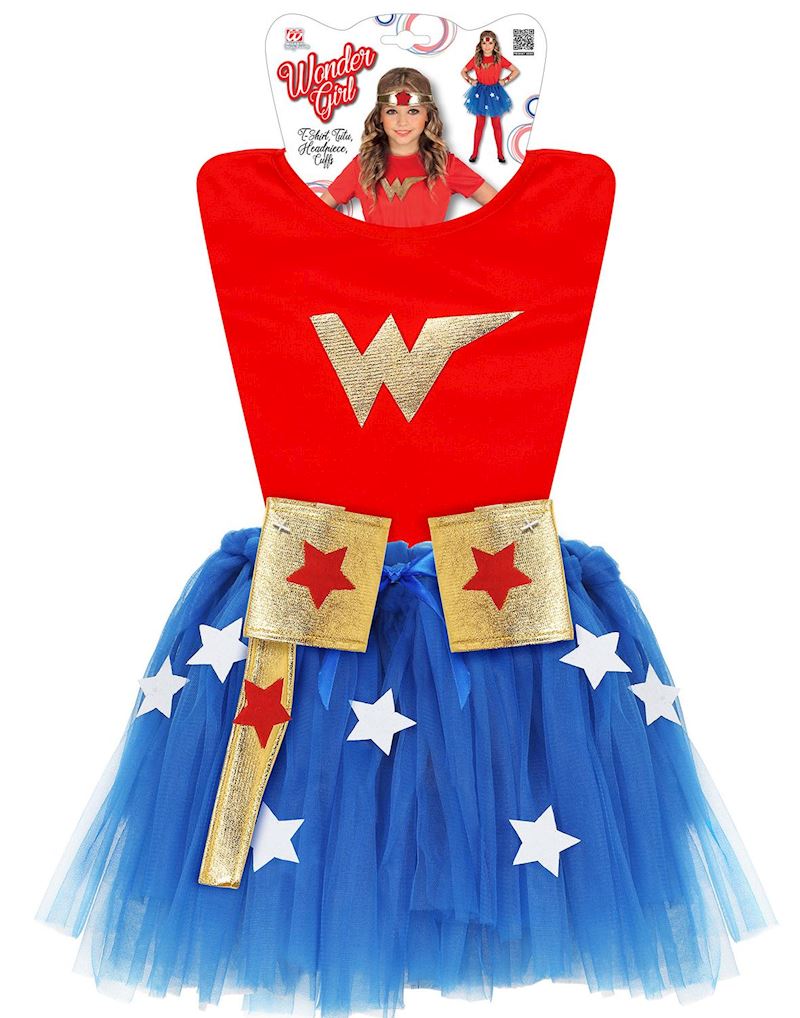 Kostüm Wonder Girl, 110 cm T-Shirt,Tutu,Stirnband Stulpen