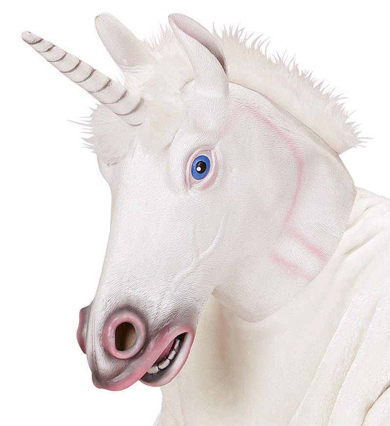 Maske Einhorn weiss mit Plüsch Haare