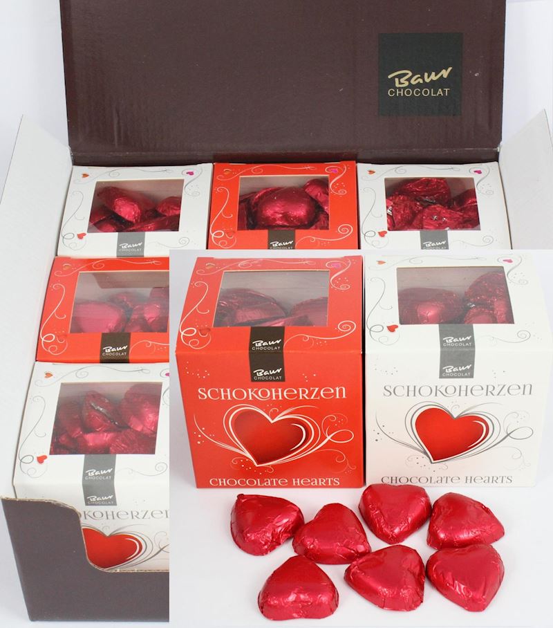 Schokoladen Herzchen in Würfelbox 175 g MHD kurz