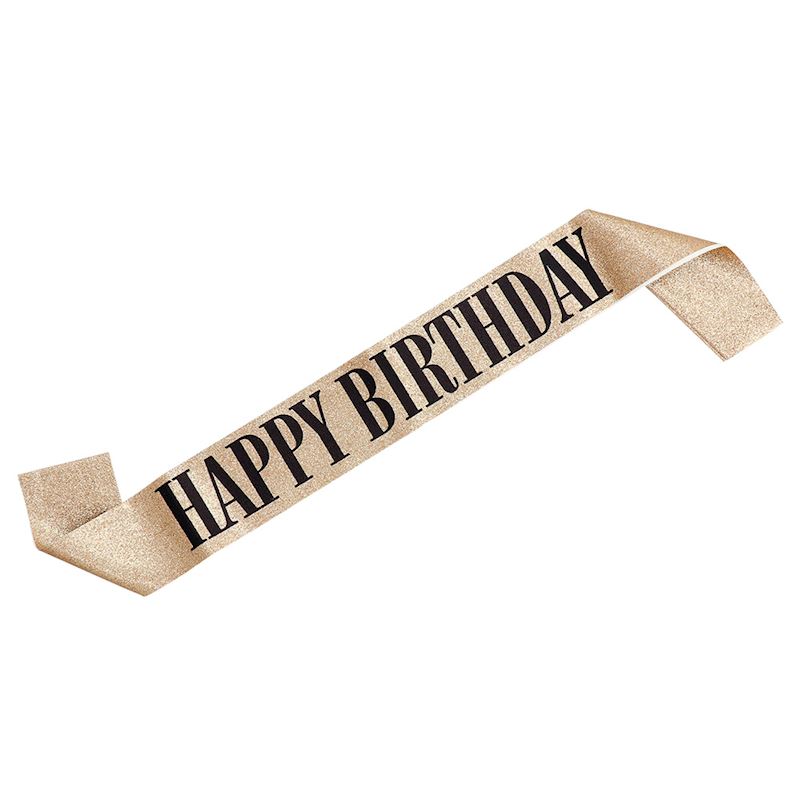 Schärpe Happy Birthday gold 150 cm