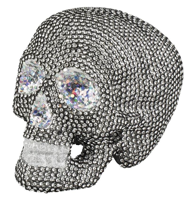 Totenkopf mit Strass 20cm Styropor