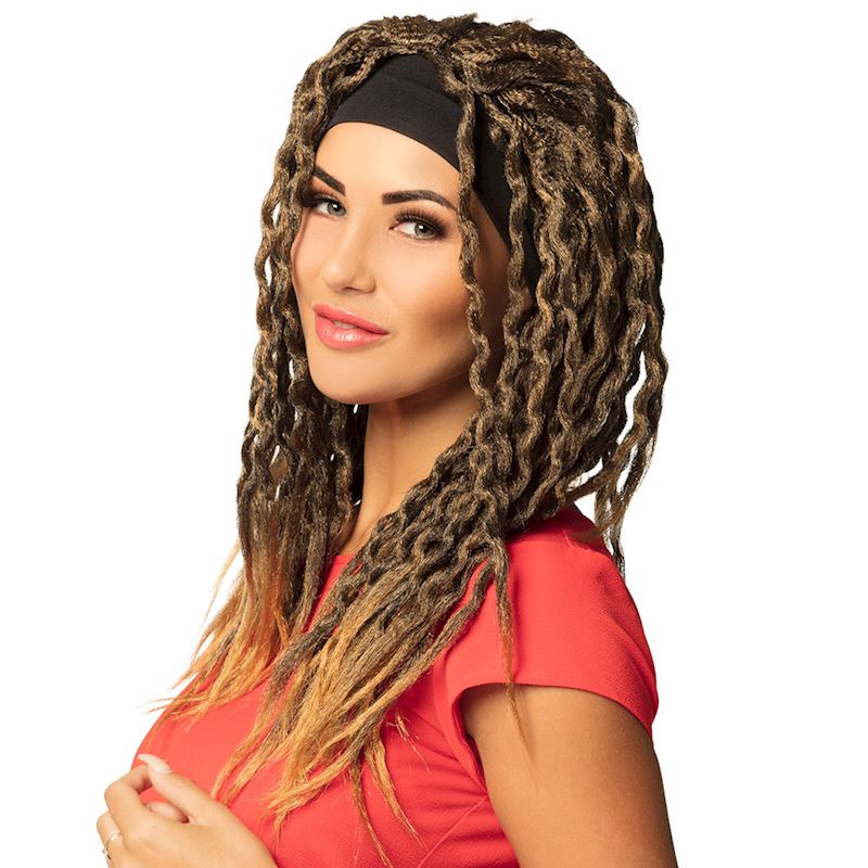 Perücke Emily Rasta mit Stirnband