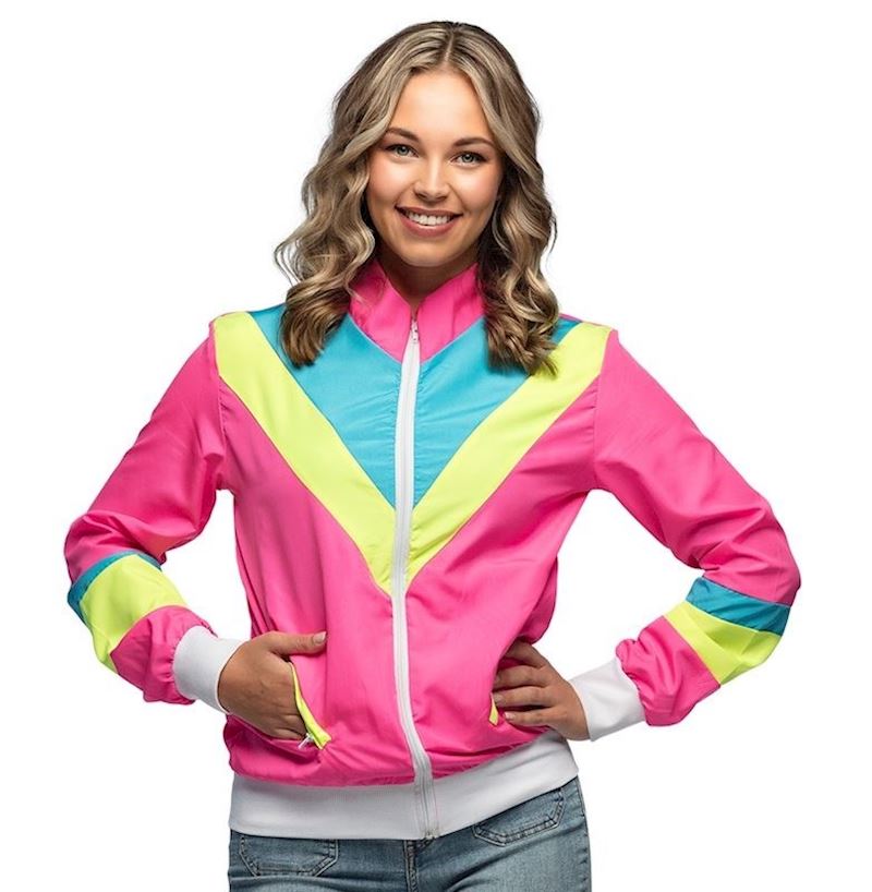Trainingsjacke Retro neon rosa Grösse L