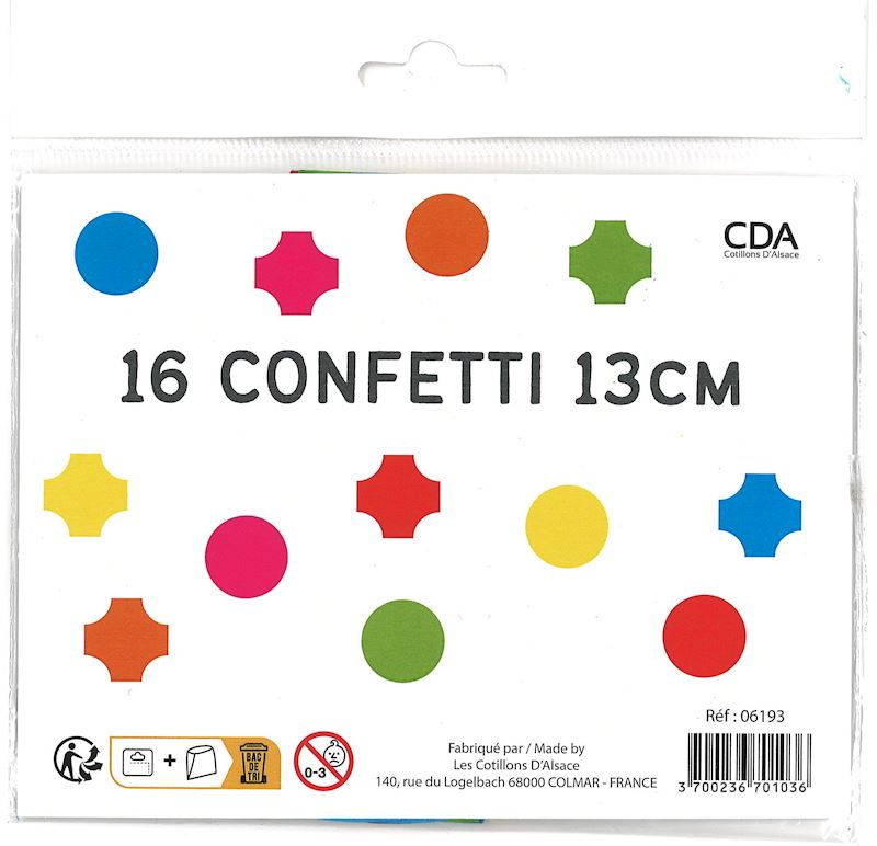 Konfetti 16er Set Papier 13 cm div. Farben sort.