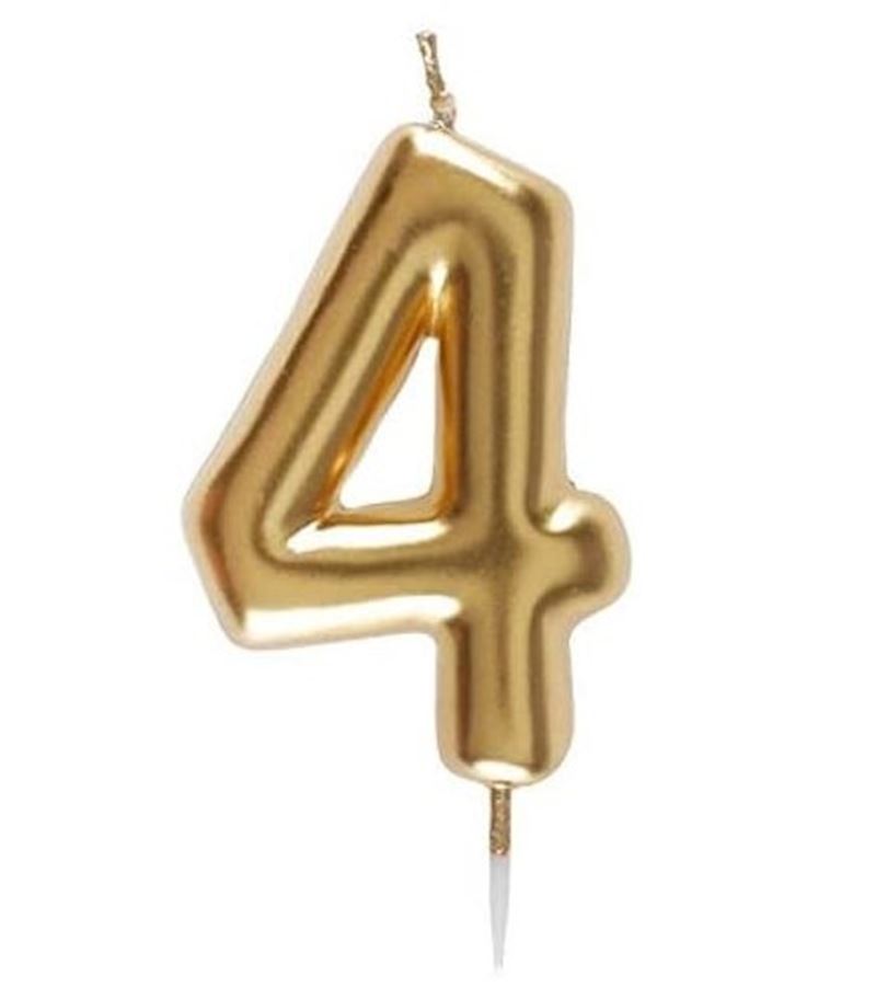 Zahlenkerze gold 4 auf Picker 