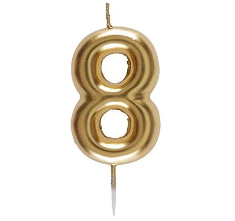 Zahlenkerze gold 8 auf Picker 